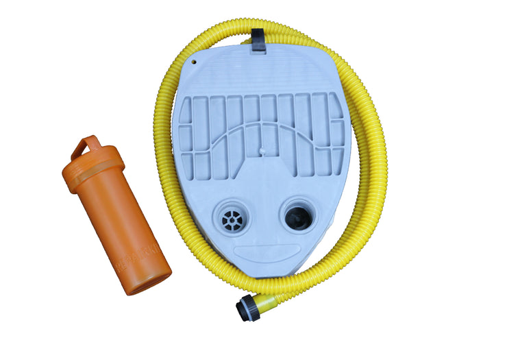 Standard foot pump and emergency repair kit